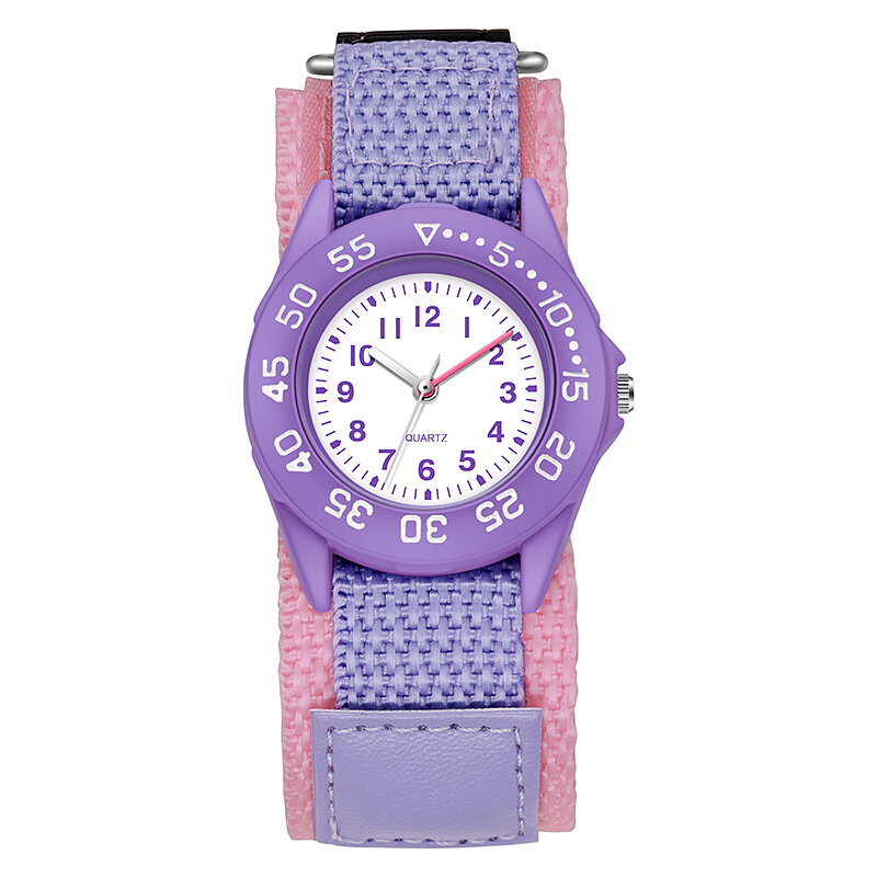 Bezel rotativo Sport Watch para meninas, correias de nylon, presente infantil, 31mm