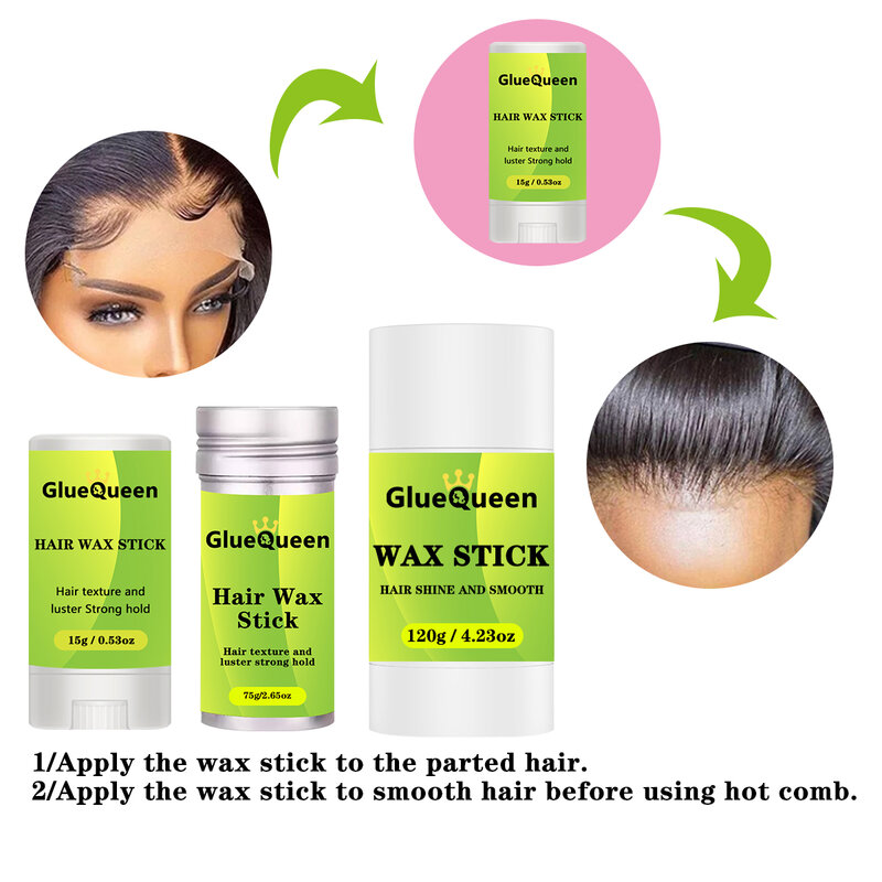 Impermeável Lace Front Wig Glue, Derreter Banda Wax Stick, Controle de borda com escova de cabelo, Removedor de adesivo