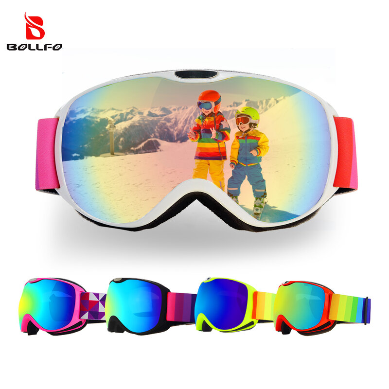 Kacamata Ski anak, untuk usia 4-14 anti-kabut lapisan ganda UV400 salju kacamata olahraga luar ruangan musim dingin papan salju kacamata Ski anak-anak