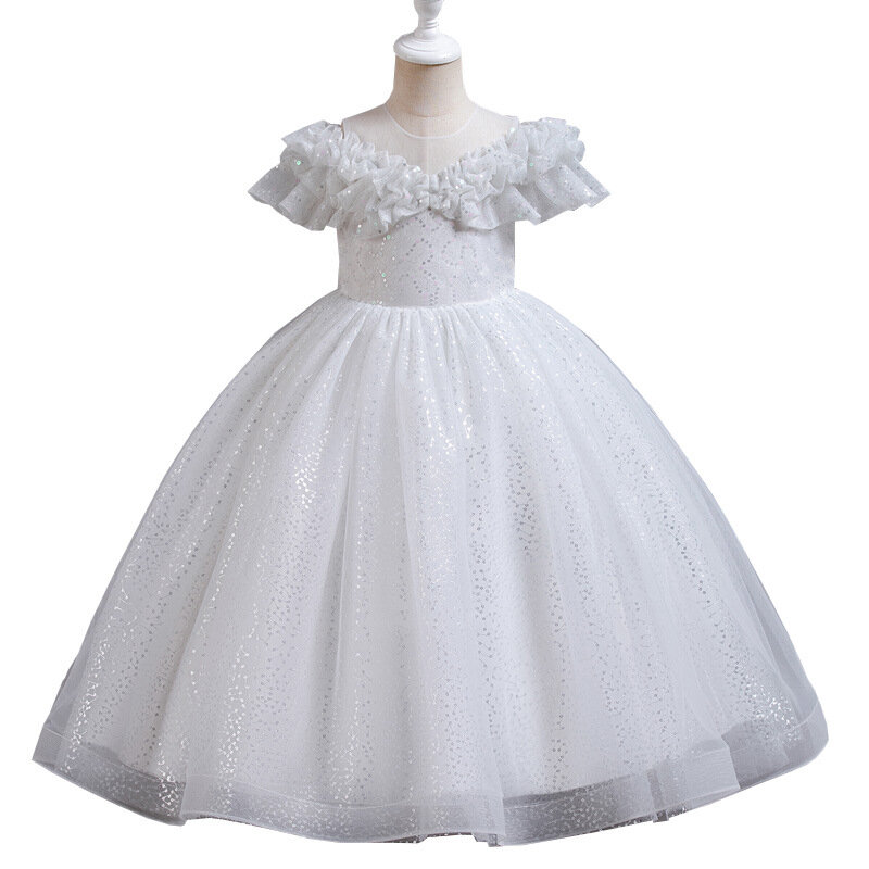 Платье принцессы для девочек в европейском и американском стиле, высококачественное платье, свадебная юбка с цветами для девушек, вечернее платье для выступления на пианино