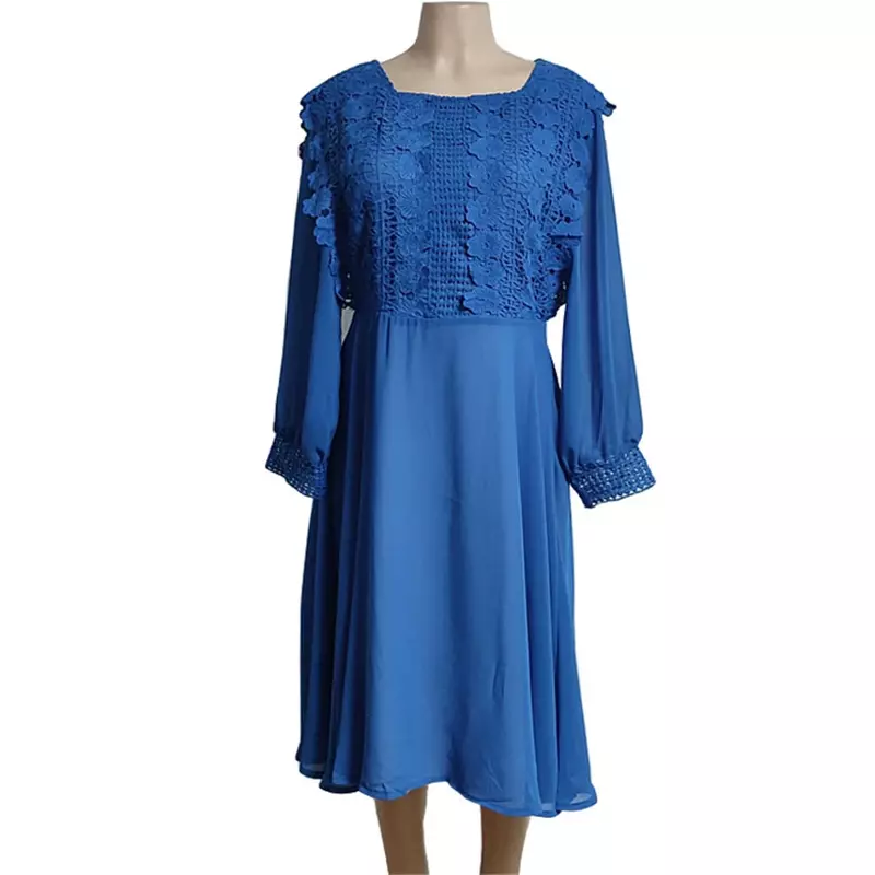 2023 afrykańska spódnica damska jednolity kolor gorącym stylu z długimi rękawami-koronka rozpuszczalna sukienka 8276 #