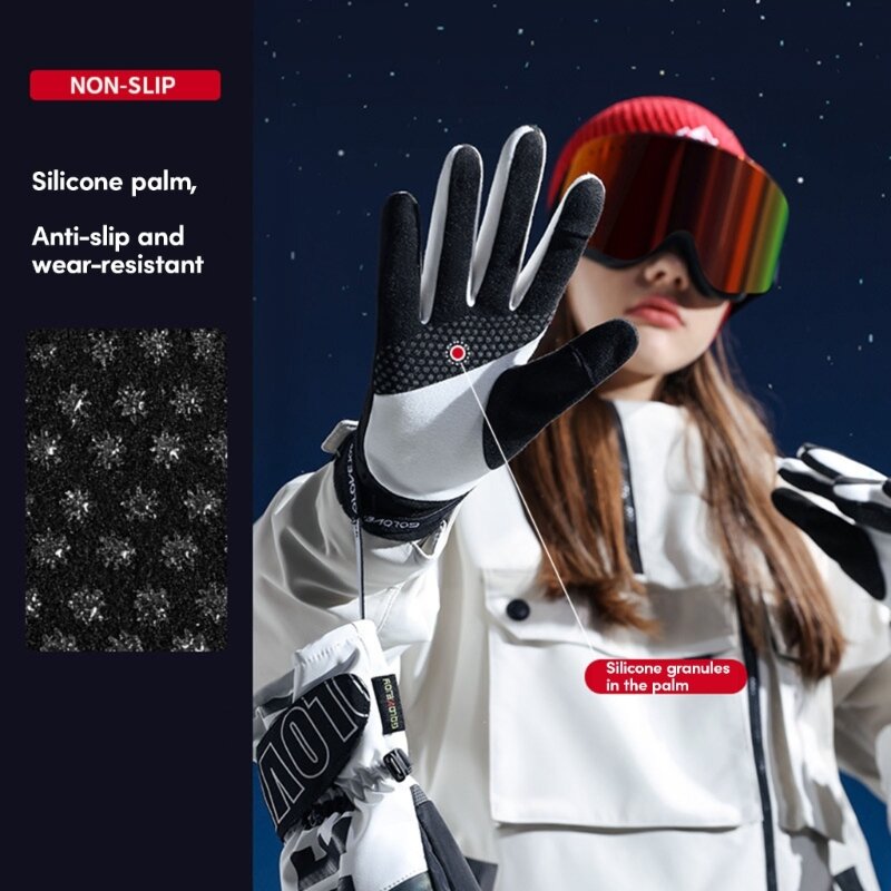 Rękawiczki narciarskie na śnieg Zimowe ciepłe rękawiczki dla mężczyzn Kobiety Rękawiczki antypoślizgowe na zimną pogodę Dropship