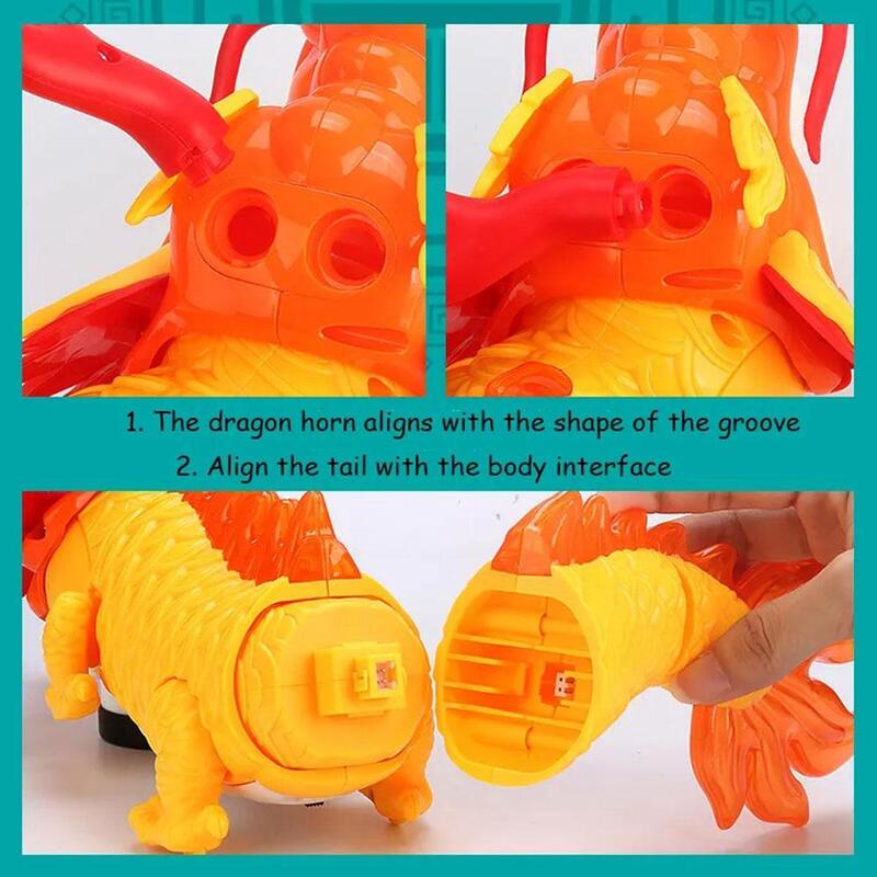 Mainan naga listrik mainan naga ayun menari Naga dengan lampu dan Festival musik hadiah Tahun Baru mainan interaktif anak-anak maskot