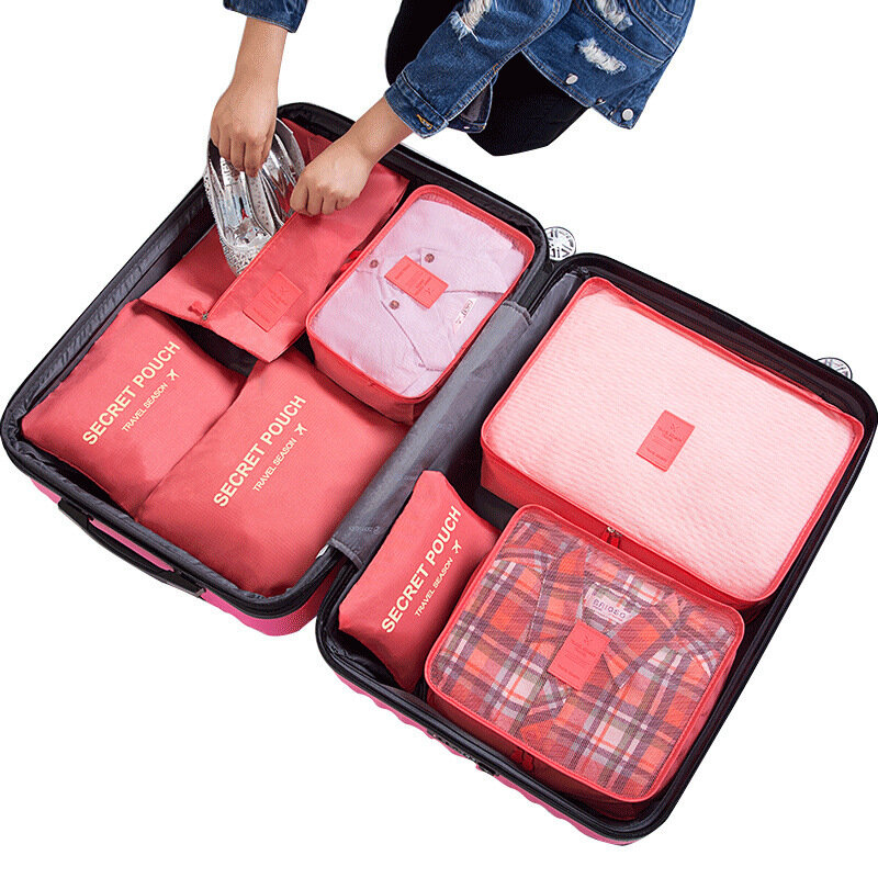 여행용 보관 가방 세트, 깔끔한 정리 옷장, 여행 가방 파우치, 유니섹스 다기능 포장 큐브 가방, 여행 키트, 6 개
