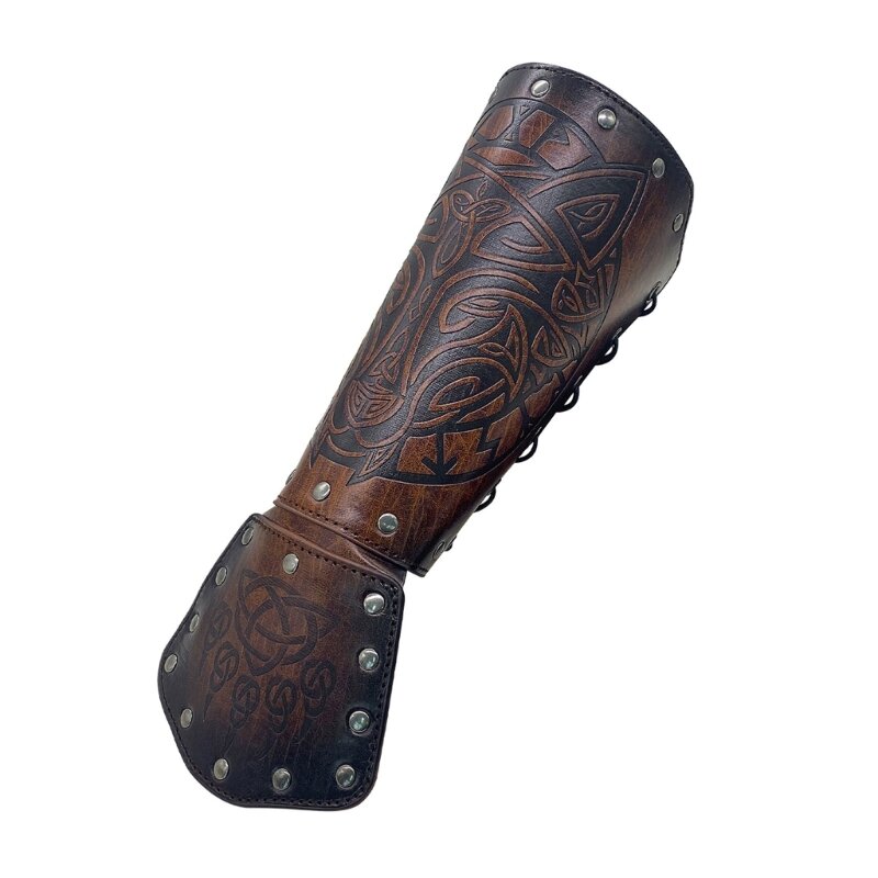 2023 New Vintage Rendelances Arm Guard Bracer Embos Norse Symbol Faux Leather Arm Armors Cosplay Costume Prop