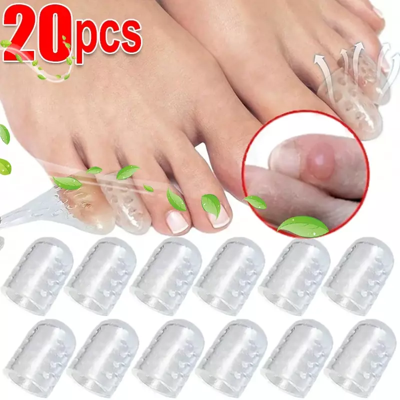 20Pcs Silicone Toe Protective Cover Anti-Friction Breathable Protector Prevents Blisters Toe Caps Covers Protectors Foot Care