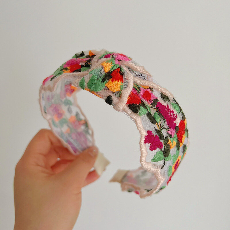 Bohemian Ethnic Lace Flower Knot Hairband, Pin De Cabelo, Headband Colorido, Jóias Acessórios para Adulto