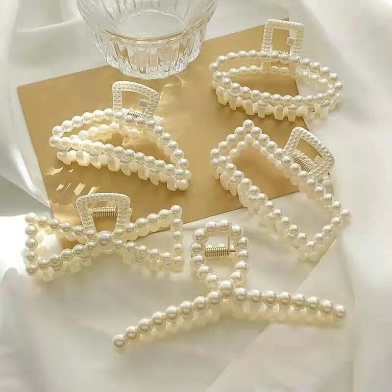 女性のためのレトロな模造真珠のヘアクリップ,大きな幾何学的な形のヘアクリップ,ヘアアクセサリー,女性の帽子,スタイリングツール