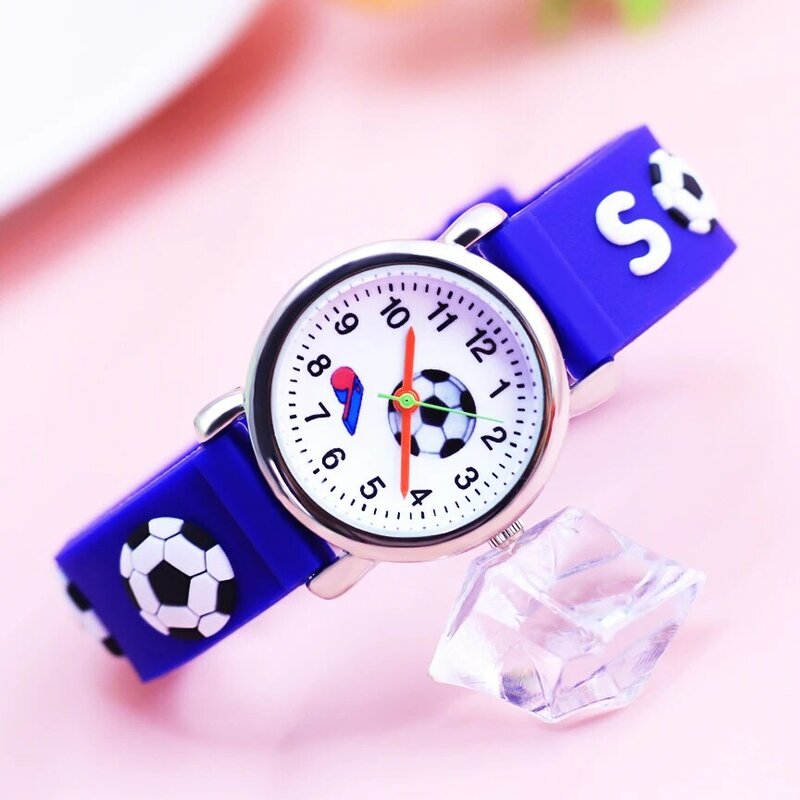 Jam tangan olahraga bola 3D keren anak laki-laki perempuan 2024 jam tangan tali silikon hadiah ulang tahun pelajar kecil mainan tahan air jam