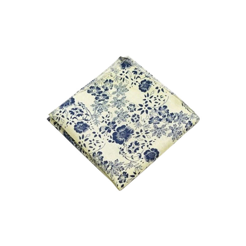 Ikepeibao-男性用の花柄の正方形のポケット,織り用の青い綿のスカーフ,送料無料,22x22cm
