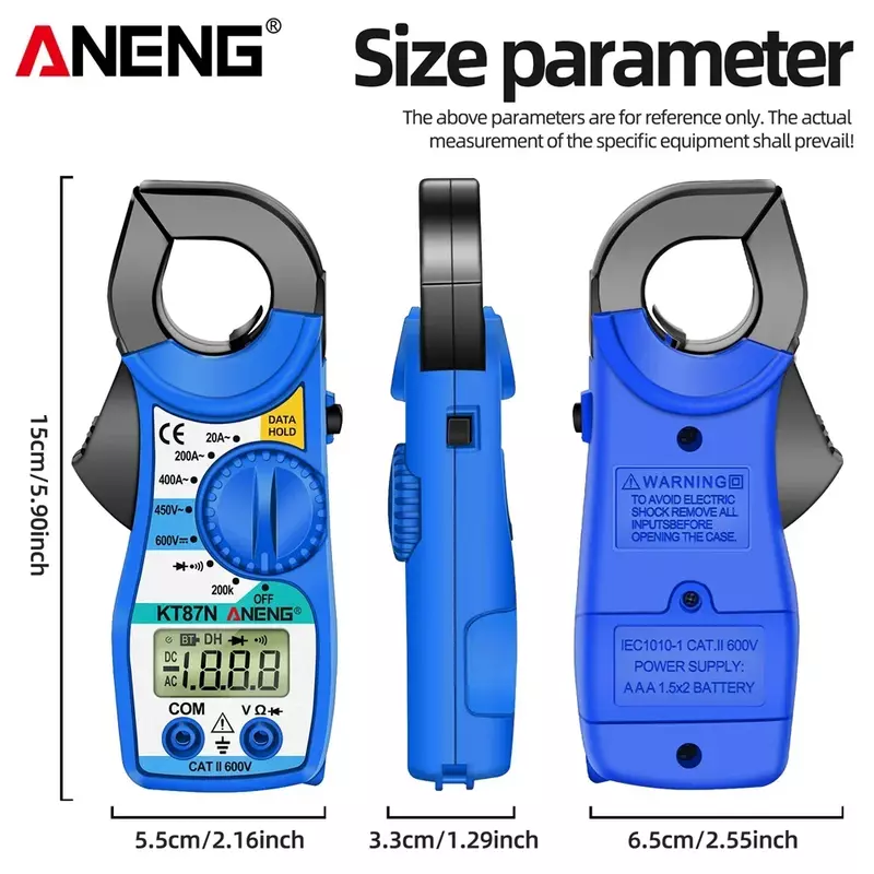 ANENG KT87N Mini Digital Clamp Meters AC/DC Voltage AC Current 600v True RMS Multimeter Capacitance Electrical Tester Tools