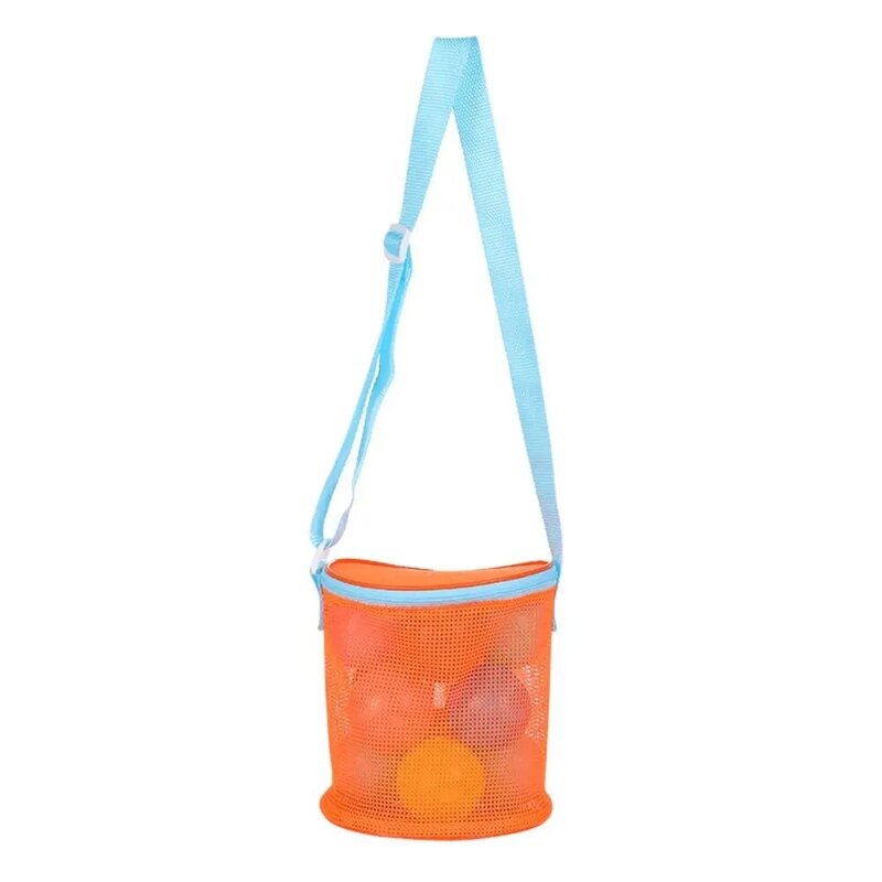 Mesh Beach Bag Outdoor Beach Mesh Bag Shell Collecting Bag Adjustable Shoulder Strap Net Zipper Backpack Swim Sand Toys