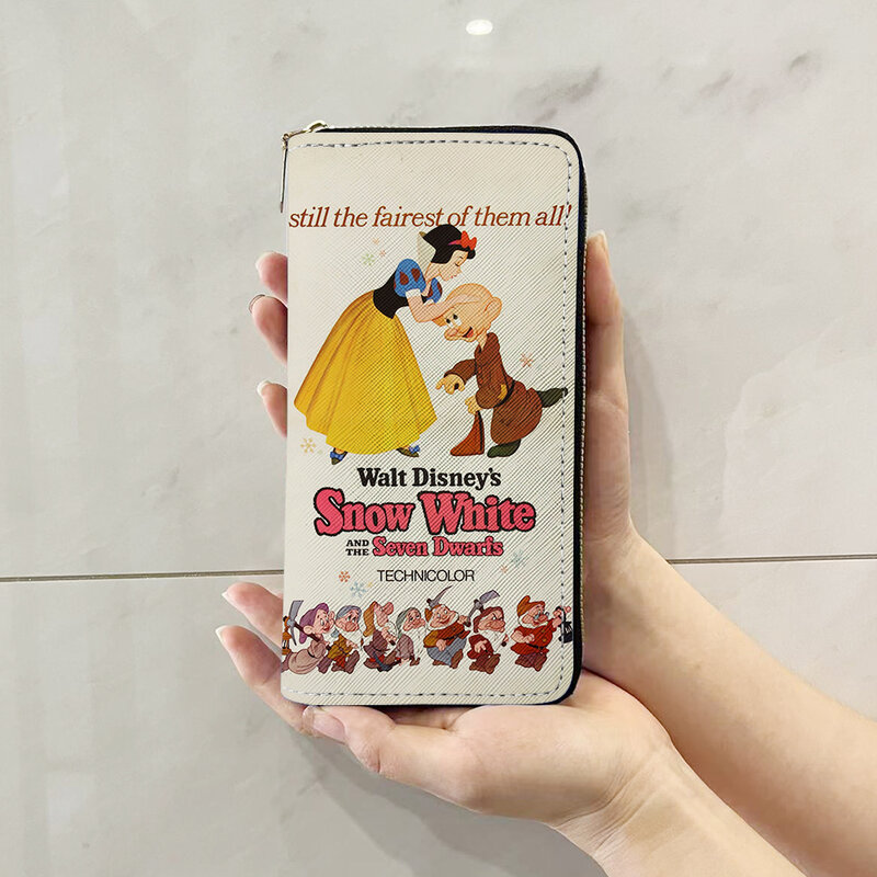 Disney księżniczka śnieżnobiałe W7410 teczki Anime portfel kreskówka zamek błyskawiczny portmonetka casualowe portmonetki pudełko na karty torebka prezent Unisex