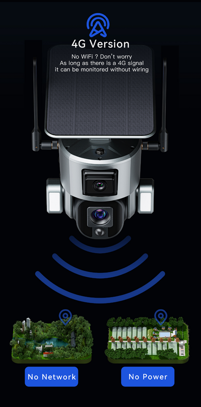 Новая солнечная камера 4K HD двойной Scrceen предварительный просмотр 10X оптический зум ночное видение двухсторонний голос с 5 Вт солнечной панелью WIFI/4G Солнечная камера