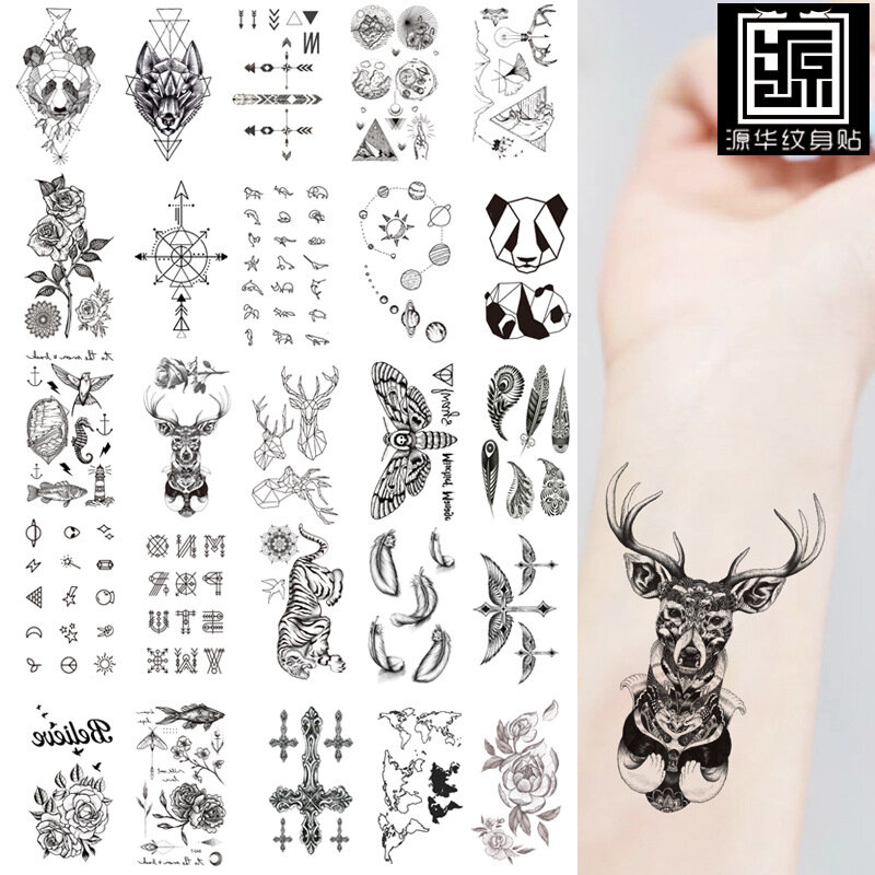 Panda-adesivos descartáveis para tatuagem, bonito, local, tatuagem