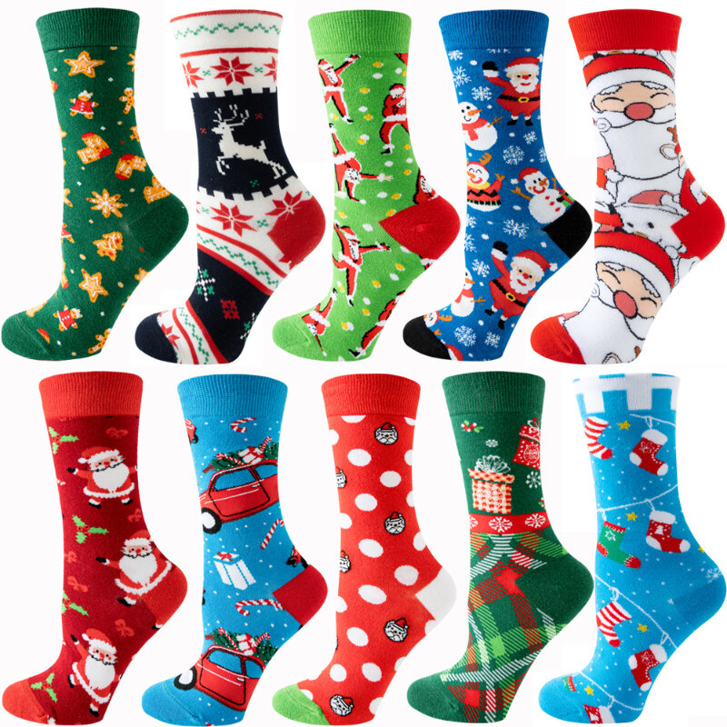 НОВЫЕ геометрические хлопковые носки с изображением Санта-лоси