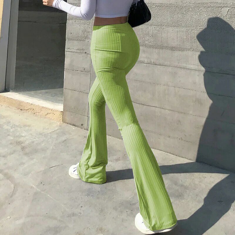 Autumn New Women's 2024 Trousers Fashion Solid Color Tight-fitting High-waist Micro-pants Stretch Bottoming Casual Trousers