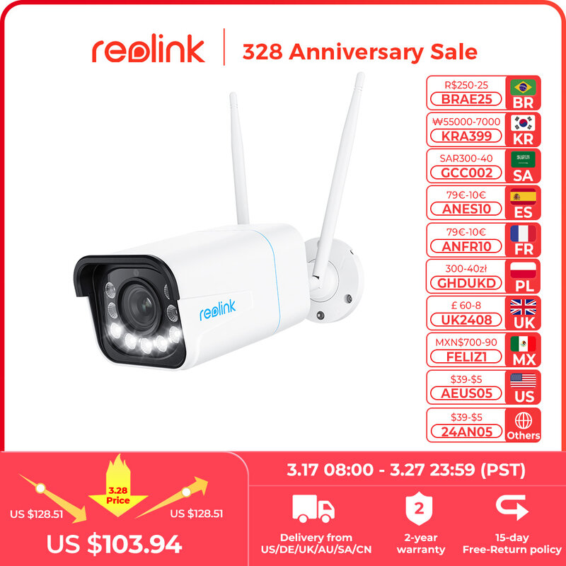 Reolink 4K caméra de sécurité détection intelligente 8MP Wi-Fi 6 technologies caméras de Surveillance Onvif 2.4G/5Ghz sans fil 5MP caméra IP extérieure
