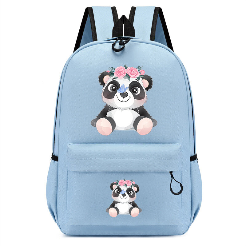 Mochila escolar de dibujos animados de acuarela para niños, mochila Kawaii de animales, pequeña Panda, a la moda