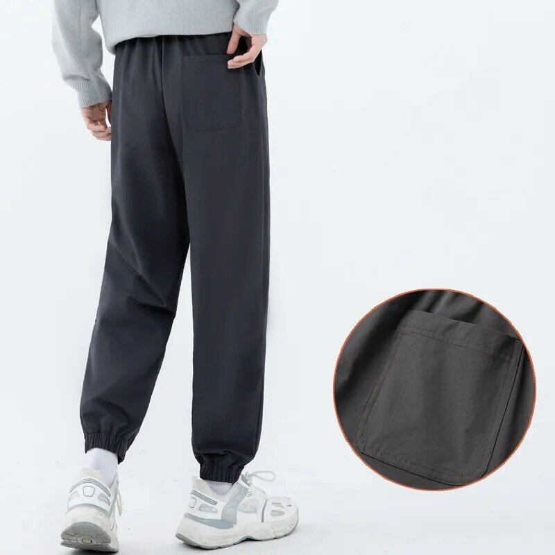 Новые модные удобные и универсальные спортивные брюки с эластичным поясом, корейские весенне-летние свободные повседневные 9-точечные брюки для подростков
