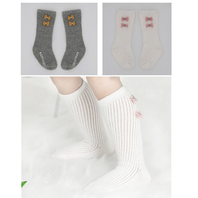 Calcetines de malla de algodón hasta la rodilla para niñas, medias antideslizantes, de color liso, para verano, recién llegados, 0 a 1/1 años