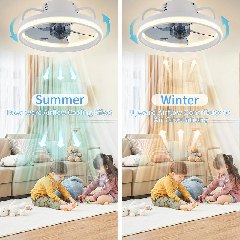 ライト付きのインテリジェントなシーリングファン,リモコン,寝室の装飾,換気ランプ,33cmの空気,目に見えないブレード,55w