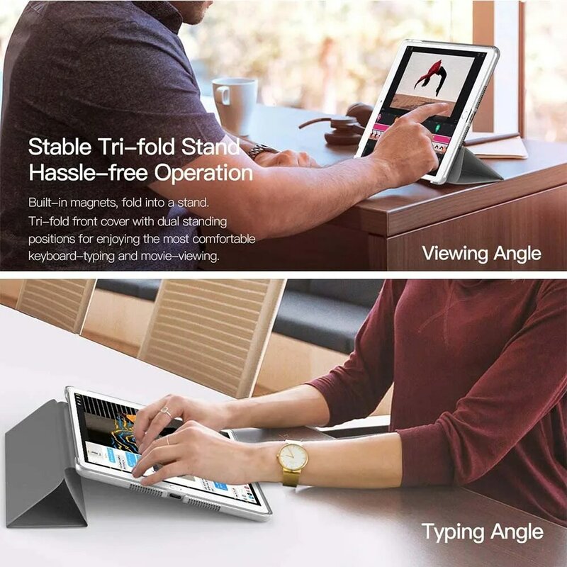 Casing Tablet untuk Apple iPad Air 2 9.7 2014 Air2 A1566 A1567 Lipat Tiga Magnetik Kulit PU Flip Coque Penutup Pintar Bangun & Tidur Otomatis