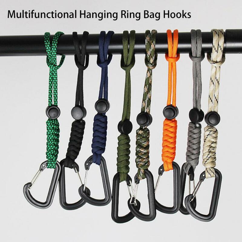 Carabiner Key Hook Anti-loss Rope Nylon Backpack Hanging Buckle Multifunctional Telescopic Key Ring Outdoor Tension Carabiner