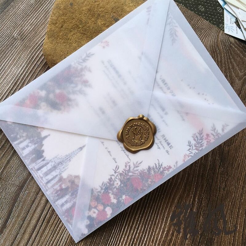 50 sztuk/partia przezroczystych kopert na zaproszenie na ślub w europejskim stylu koperta z papieru siarkowego koperta biznesowa torba do przechowywania