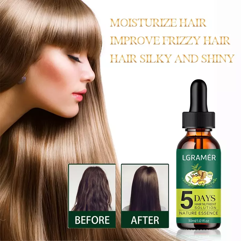 Hair Growth Essence Oil 5 Days Ginger Hair Growth Oil Anti Hair Loss Prevent Baldness Treatment Fast Nourish Scalp Hair Care
