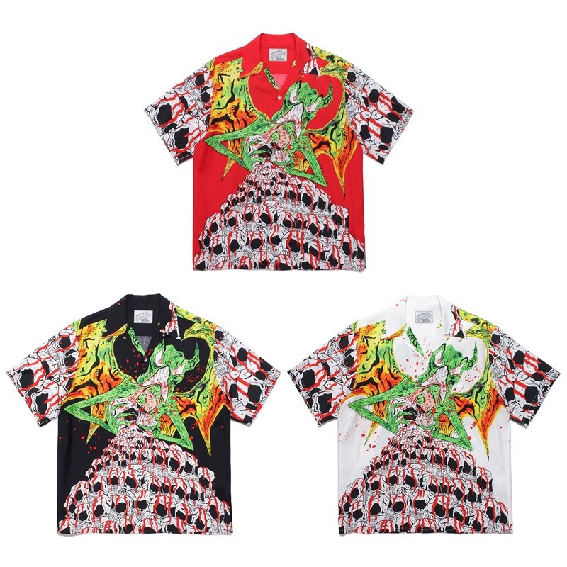 WACKO MARIA-Camisa de manga corta para hombre y mujer, camisa hawaiana de estilo japonés con ilustración de grafiti, primavera y verano