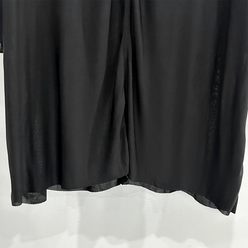 Brand Rick Women Top t-shirt in seta lavorata a maglia nera alla moda allentata t-shirt nera allentata