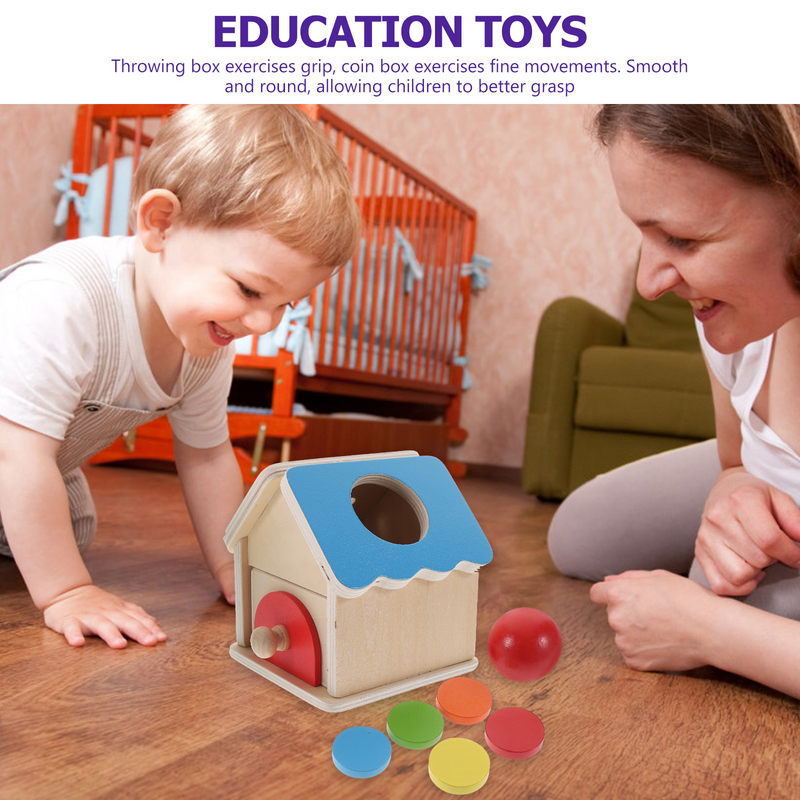 1 Set di oggetti educativi a forma di casa cassetto palla portamonete giocattolo per l'apprendimento prescolare