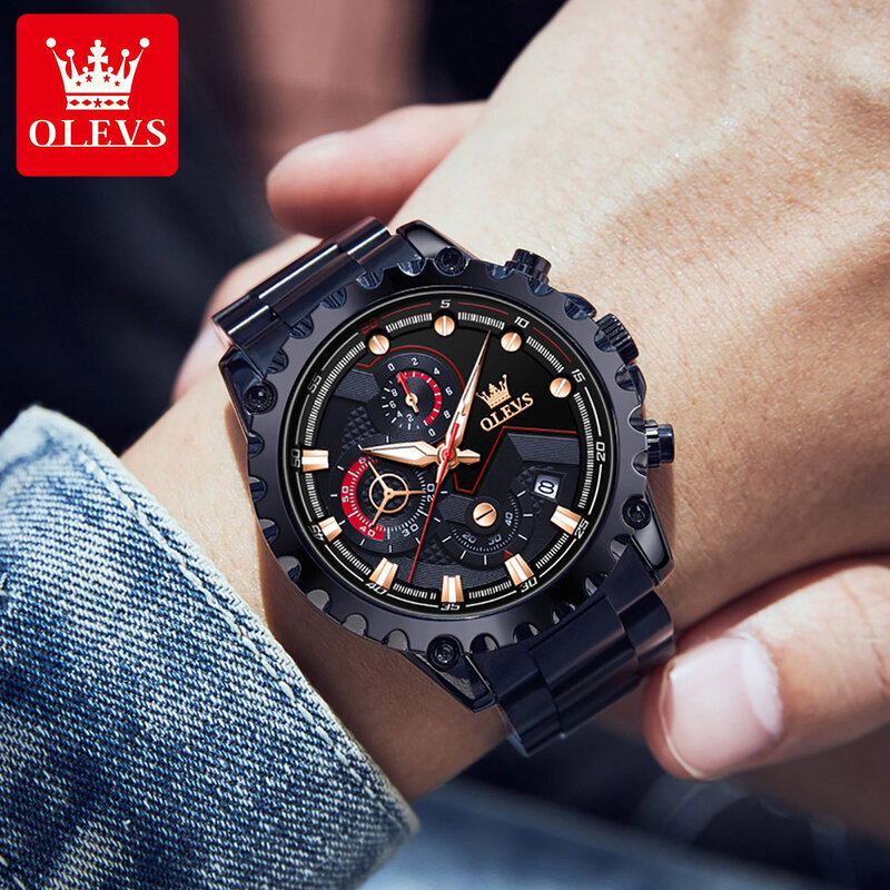 Часы мужские наручные OLEVS, роскошные брендовые Водонепроницаемые многофункциональные спортивные деловые кварцевые с датой