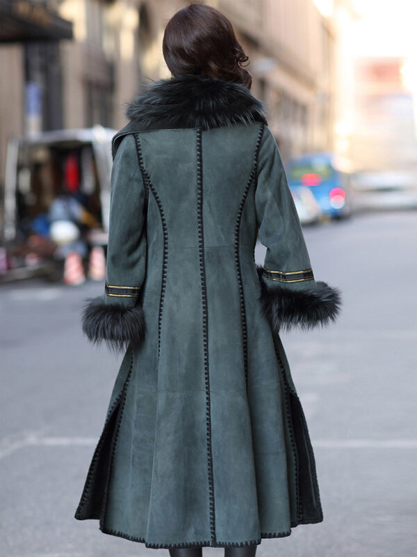 Casaco de pele de carneiro personalizado para mulheres, casaco de grama longa, Patty italiano, Y151, 2023