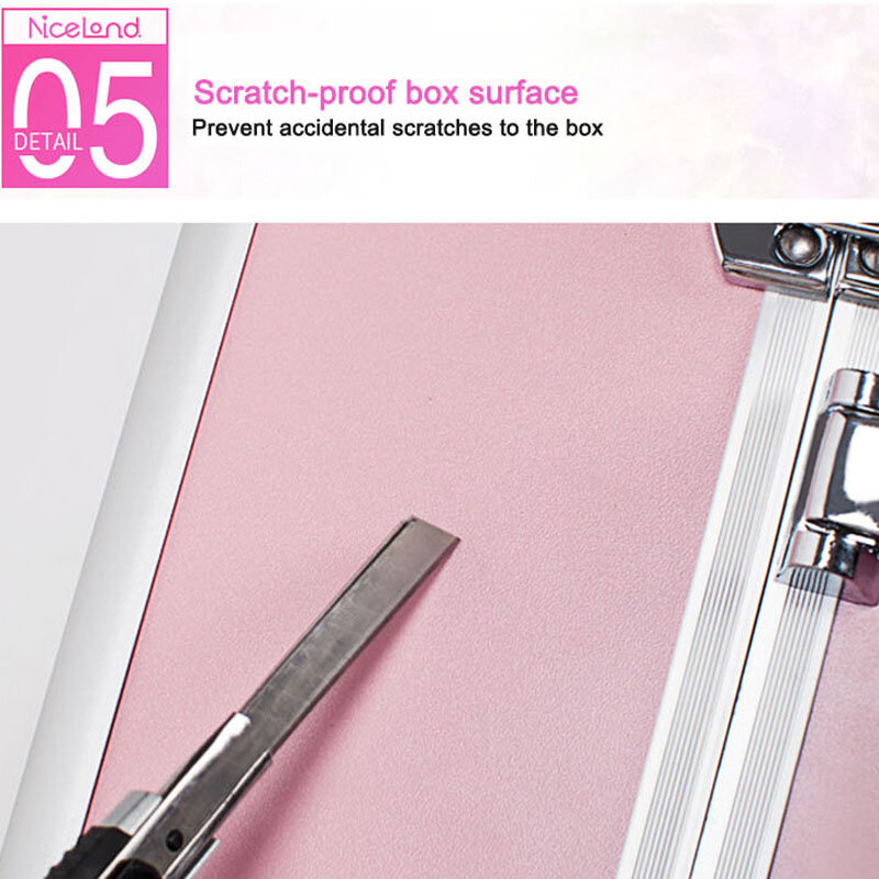 Kotak peralatan kosmetik, 2 lapisan Pull Rod portabel Organizer kotak Makeup yang dapat dilepas dengan roda Universal penyimpanan seni kuku kapasitas besar
