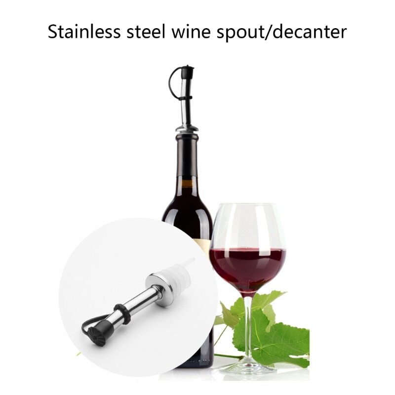 Stainless Steel Wine Pourers Wine Bottle Pourer Oil and Vinegar Tapered Stopper Spout with Sealed Dust