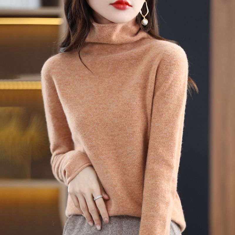Fall Winter Elegant Turtleneck Soft Basic Knitwear Women Casual Solid Long Sleeve All Match Pullovers Knitted Sweater Top Female