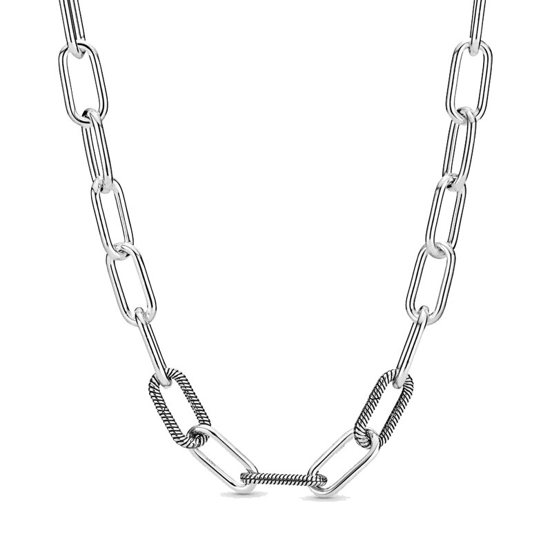 Real Me Link Snake Chain masywny węzeł nieskończoność różowe koraliki rozsuwany naszyjnik ze srebra 925 szterlingów do modnej biżuterii