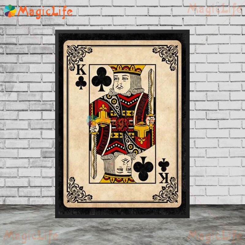 Vintage King Queen Poker Playing Cards Nordic Poster Wall Art Canvas Painting Wall Pictures For Living Room Home Decor Unframed