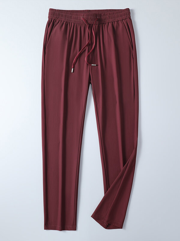 Letnie lekkie długie spodnie dresowe męskie oddychające chłodzenie nylonowe jedwabne Spandex dorywczo spodnie Chino męskie proste spodnie