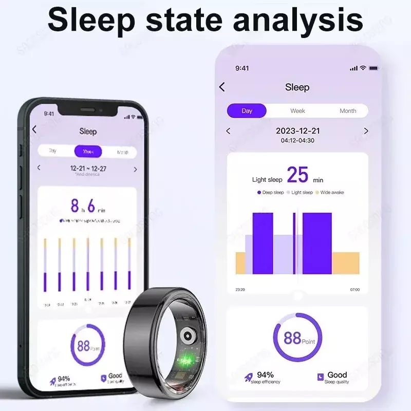 Smart Ring Herren Frauen Herzfrequenz Blut Sauerstoff Schlaf Gesundheit Monitor Sport Aktivität Fitness Tracker Ring R02 für Android iOS