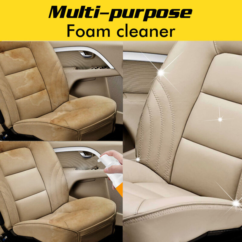 Multifunctional Foam Cleaner Spray Car Interior Cleaner Lemon Scented Anti-Aging Protection Interior Home Cleaning Foam Spray