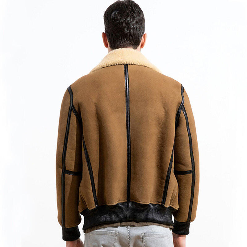LUHAYESA-abrigo de piel auténtica para hombre, chaqueta de piel de oveja, de ante, informal, gruesa, para invierno, novedad de 2022