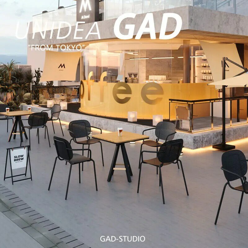 Cafe outdoor table and chair combination set, bar, bar, bar, milk tea shop, restaurant, terrace, courtyard, garden