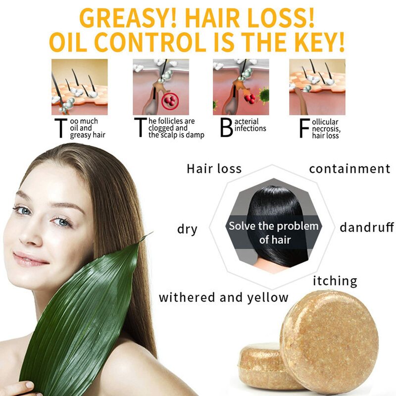 Barra de champú piezas para el crecimiento del cabello, jabón anticaída de pelo, promueve el crecimiento del cabello, y antipicazón anticaspa, 2 unidades