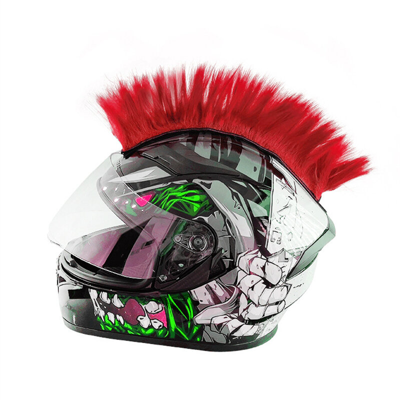 Decorazioni per casco colorate capelli Punk bicicletta parrucche sintetiche universali Hawks Mohawk accessori per auto moto riutilizzabili