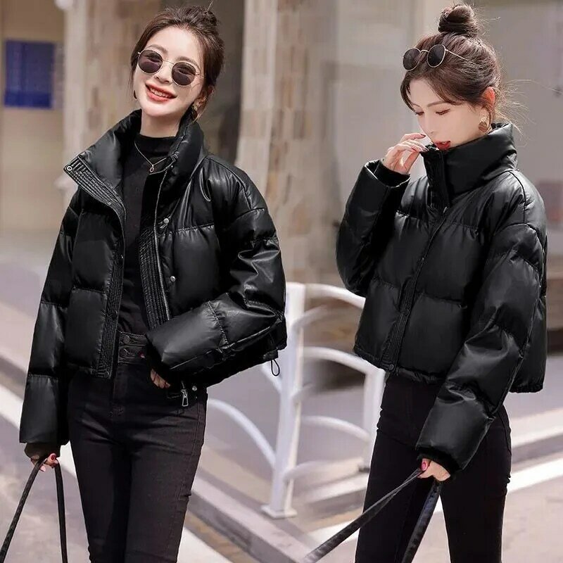 Winter Clothes Women Parkas Puffer Jacket Warm Cropped Jacket Puffy Thick Short Tops Cotton Jacket Korean Chic Long Sleeve New