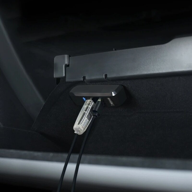 Vgetting lampu sekitar Mobil 30 detik modul kotak sarung tangan Tesla Dock ekspansi USB pengendali aplikasi simfoni Remote untuk Model 3 Y S X