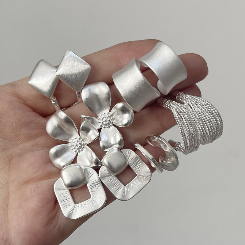 BF CLUB 925 Sterling srebrne kolczyki dla kobiet kwiat modny matowy kolczyk biżuteria zapobiega alergii akcesoria imprezowe prezent